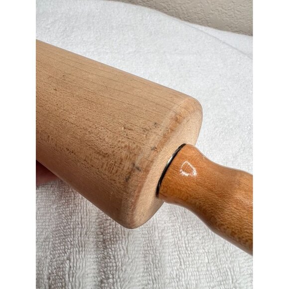 Vintage Foley Wooden Rolling Pin With Handles 18" - Picture 8 of 11